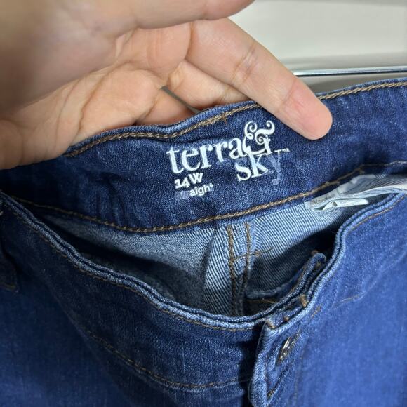 Terra & Sky Blue Straight Leg Jeans Sz 14W - Picture 5 of 11